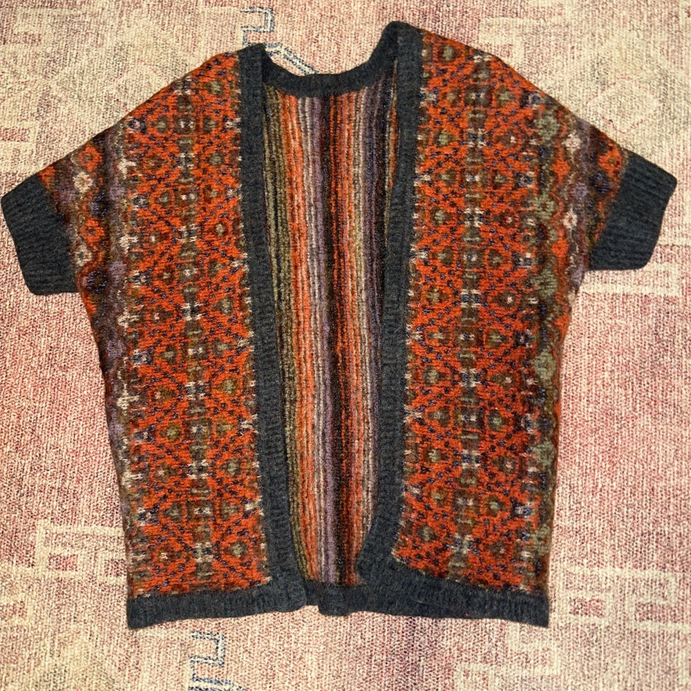 Peruvian Connection baby Alpaca knit cardigan sweater fall colors size small
